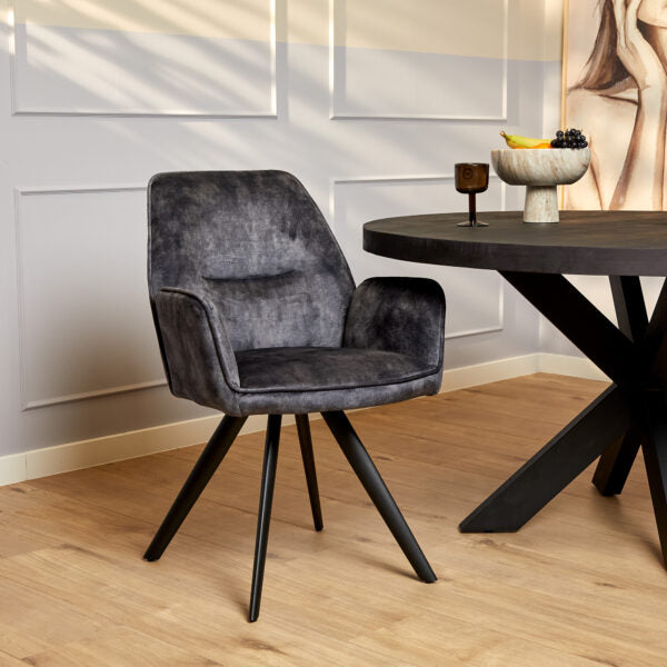 Complete eethoek met mangohouten ovale eettafel 210x100xm met 6 eetkamerstoelen