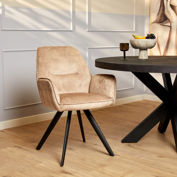 Complete eethoek met mangohouten ovale eettafel 210x100xm met 6 eetkamerstoelen