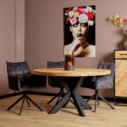 Ronde eettafel mangohout